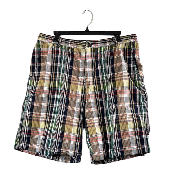 Men's Flat Front Plaid Izod Shorts 34 - Picture 1 of 5